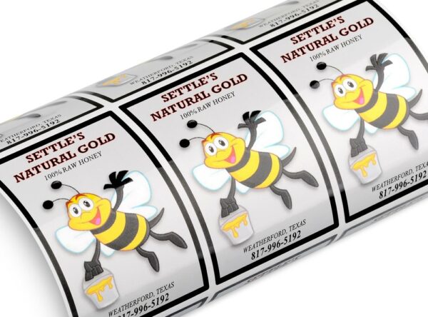 honey-page (custom-honey-labels)-110-plastic-label-with-gloss-laminate-settles-natural-gold Custom Honey Labels