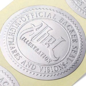 Custom embossed labels - Silver Metalized Paper