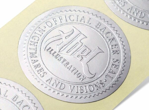 Custom embossed labels - Silver Metalized Paper