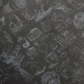 17gsm black custom printed tissue paper with hand drawn illustrations print in white ink