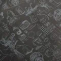 17gsm black custom printed tissue paper with hand drawn illustrations print in white ink