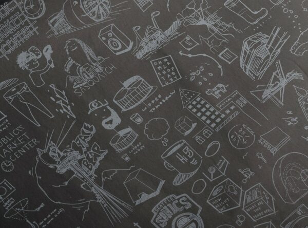 17gsm black custom printed tissue paper with hand drawn illustrations print in white ink 17gsm black custom printed tissue paper with hand drawn illustrations print in white ink