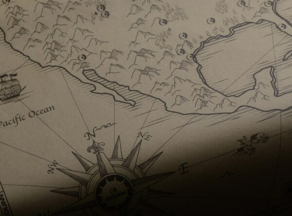 17gsm Kraft tissue paper printed with large nautical chart pattern 17gsm custom printed brown Kraft tissue paper with vintage style nautical chart map print in brown ink