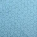 Custom turquoise tissue paper printed with geometric logo and ampersand pattern in dark turquoise ink