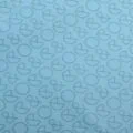 Custom turquoise tissue paper printed with geometric logo and ampersand pattern in dark turquoise ink