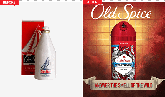 Old Spice Old and New Branding Side By Side