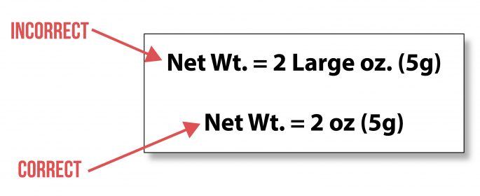 Image of net weight mockup comparison to show how to list net weight of products