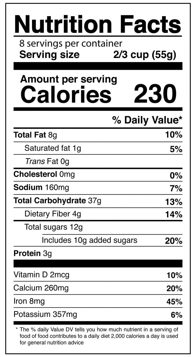 Image of Orange juice mockup to show Nutrition Facts sample