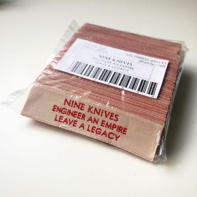 Nine Knives - Custom Clothing Label - Inkable Label Co. Spotlight