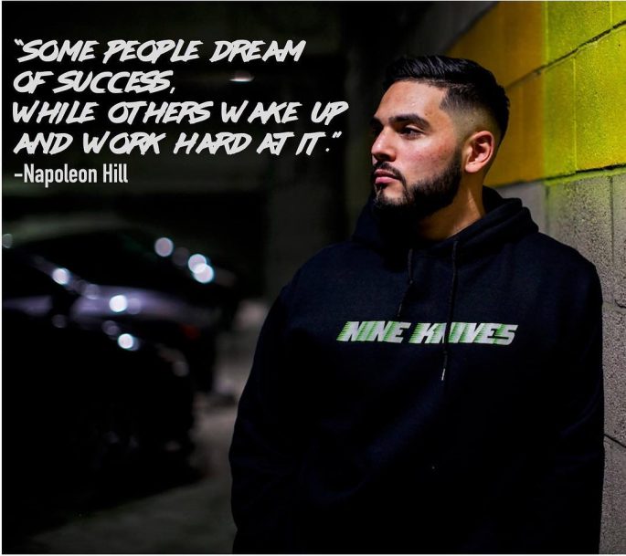 Nine Knives - Hoodie Design - Napoleon Hill Quote - Inkable Label Co. Spotlight