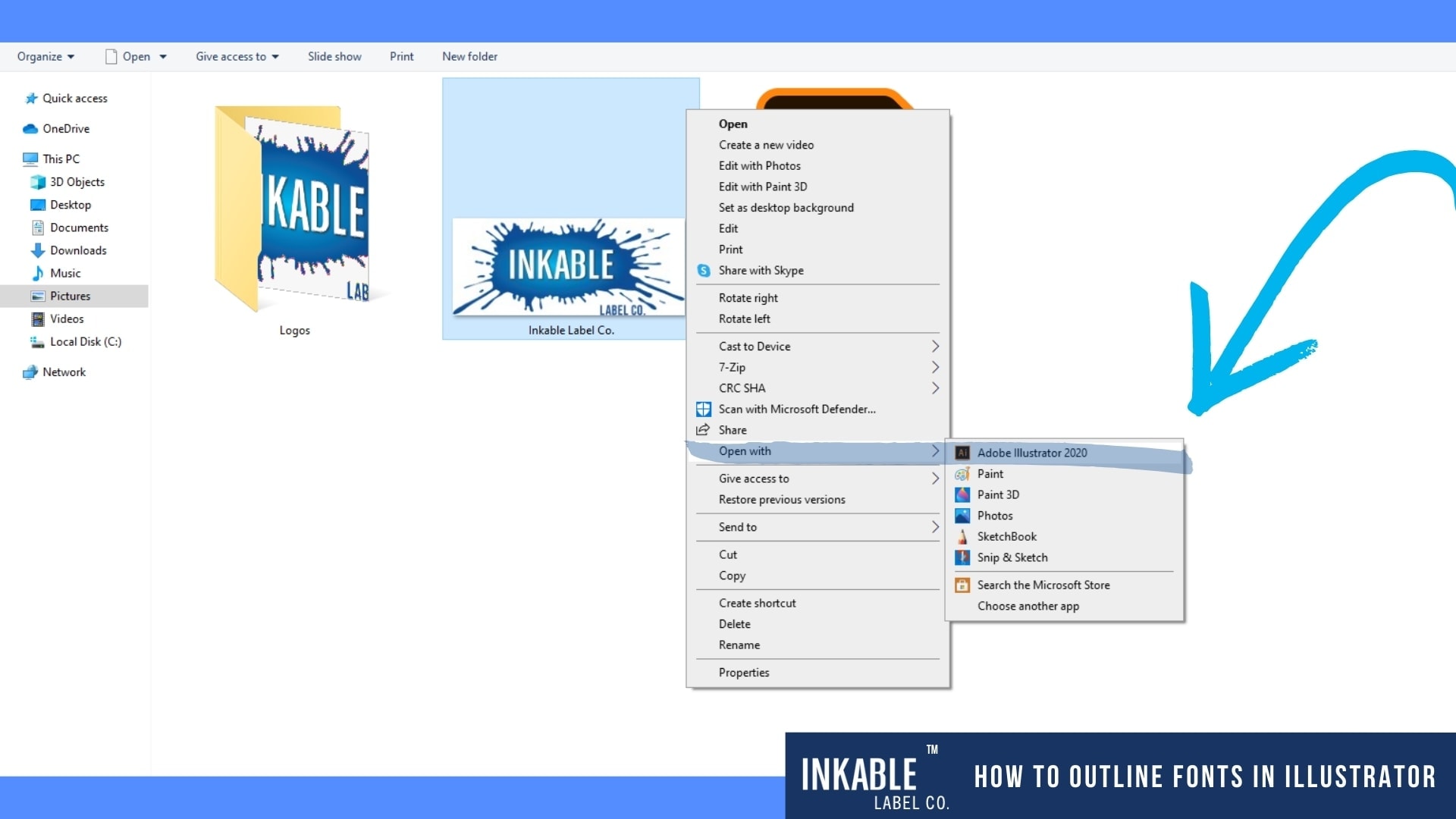 How to Outline Fonts in Illustrator - Step 2 - Inkable Label Co.